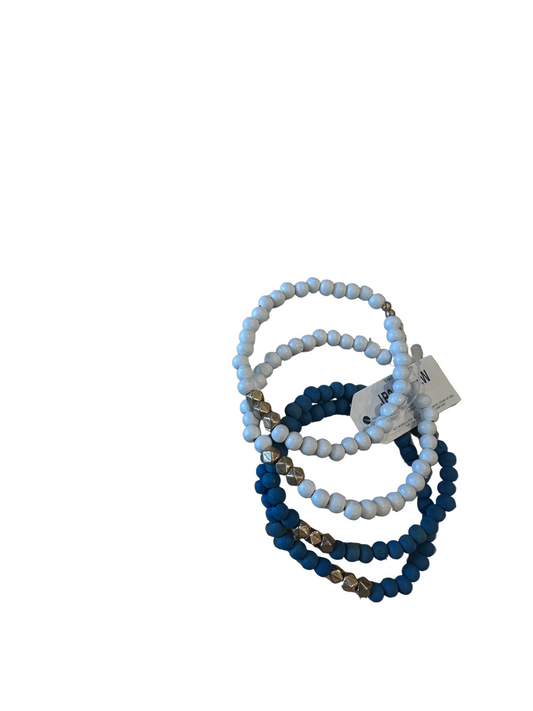 Four Pack Blue and White Bedded Bracelet