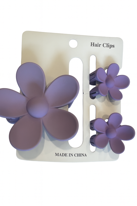 Purple claw clip three pack