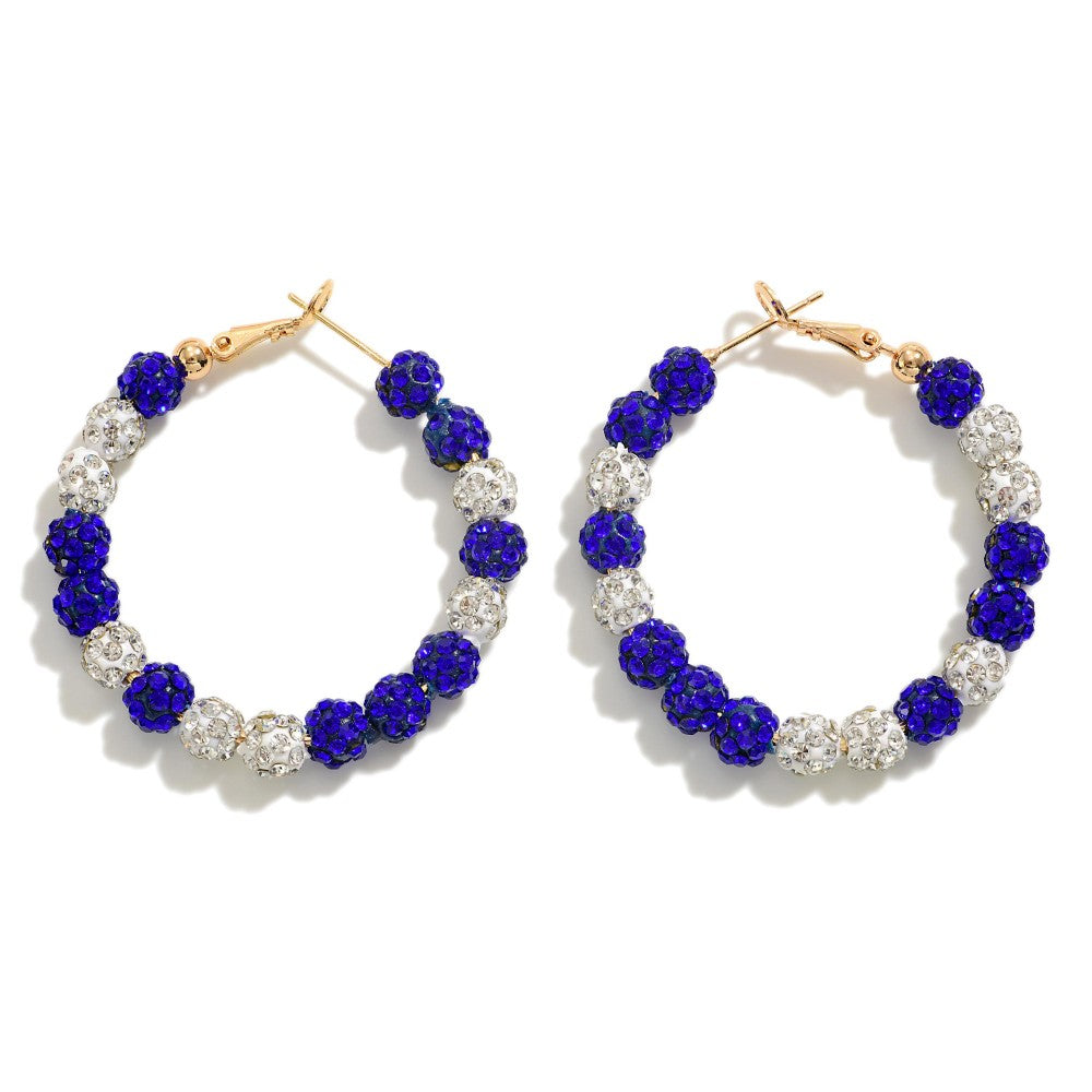 Rhinestone Beaded Hoop Earrings