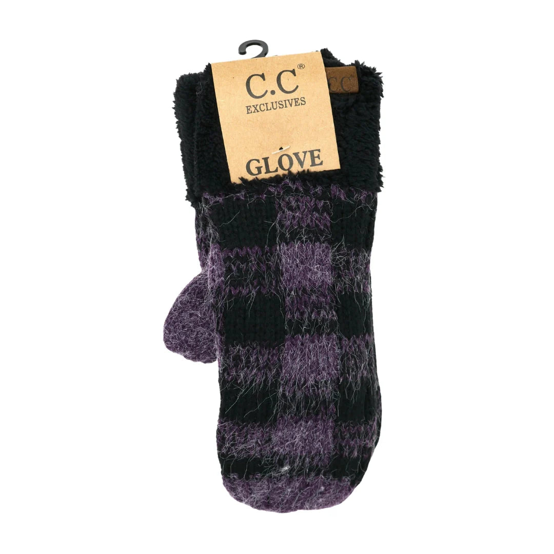 Buffalo Check Print CC Fuzzy Lined Mittens