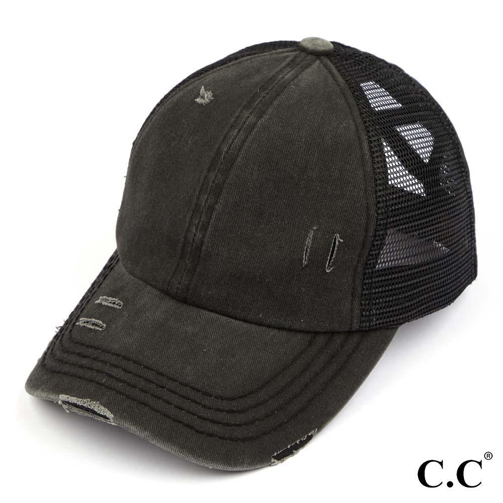 Texas Criss Cross Black Ponytail Hat