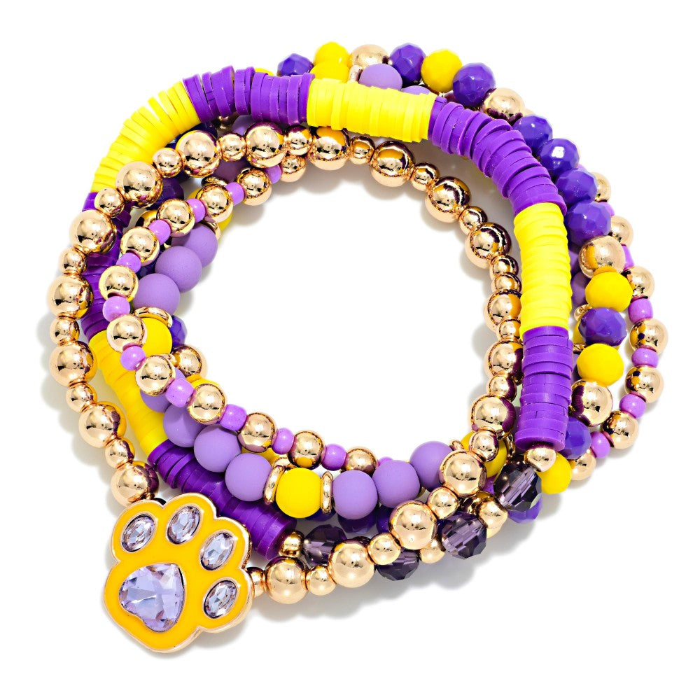 Paw Print Charm Stretch Bracelets