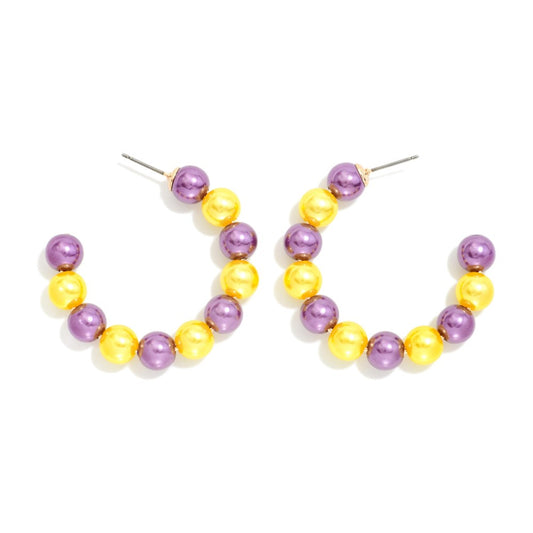 Metallic Beaded Game Day Hoop Earrings