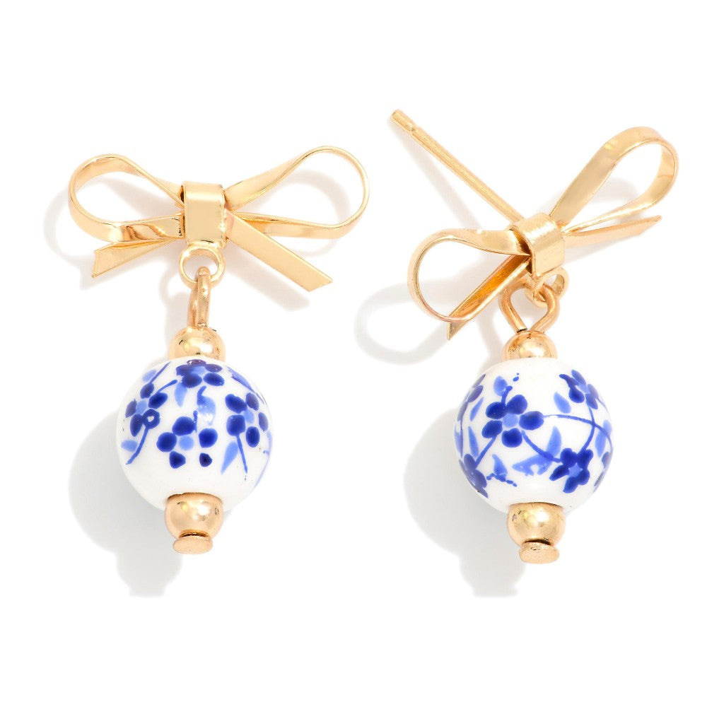 Chinoiserie Bead Bow Earrings