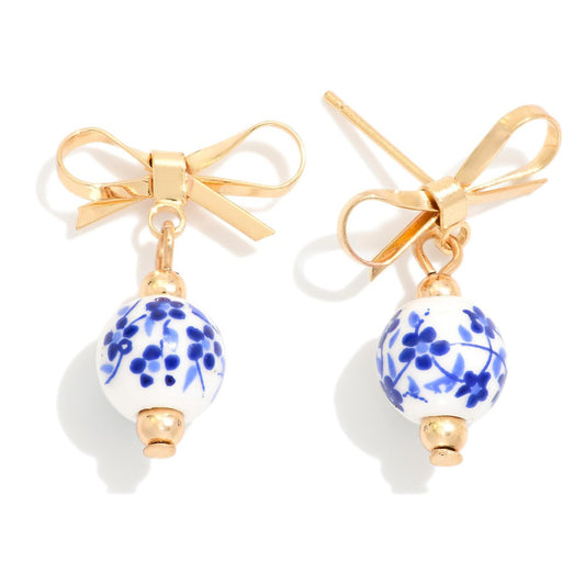 Chinoiserie Bead Bow Earrings