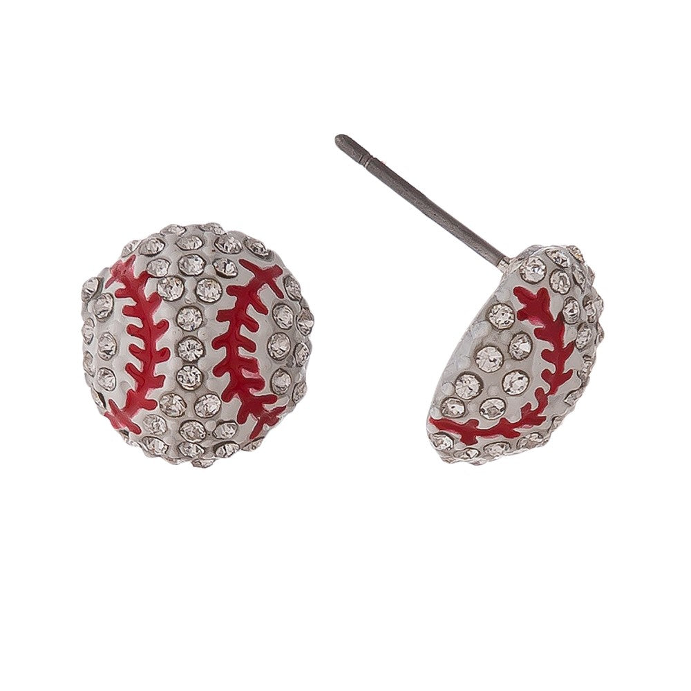 Baseball Rhinestone  Stud Earrings