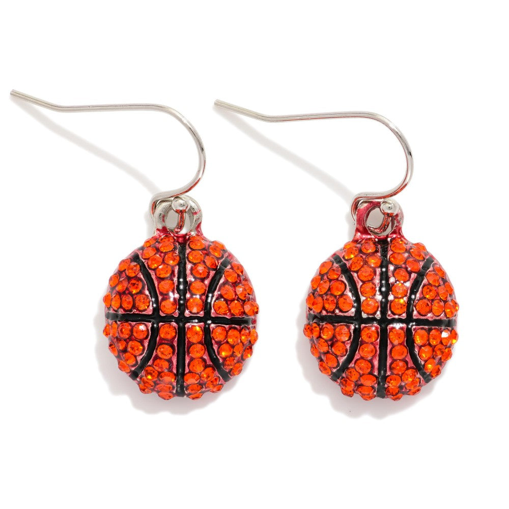 Rhinestone Basketball Earrings