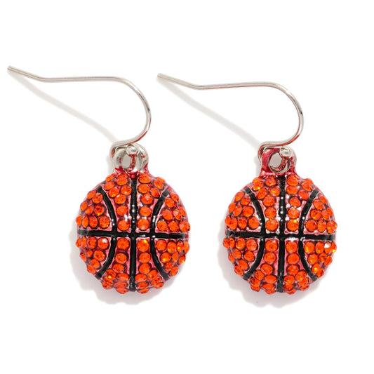 Rhinestone Basketball Earrings