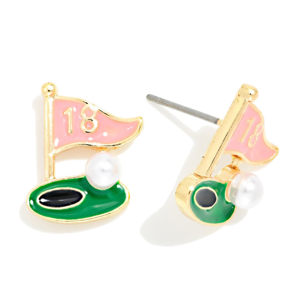 Golf Flag Stud Earrings