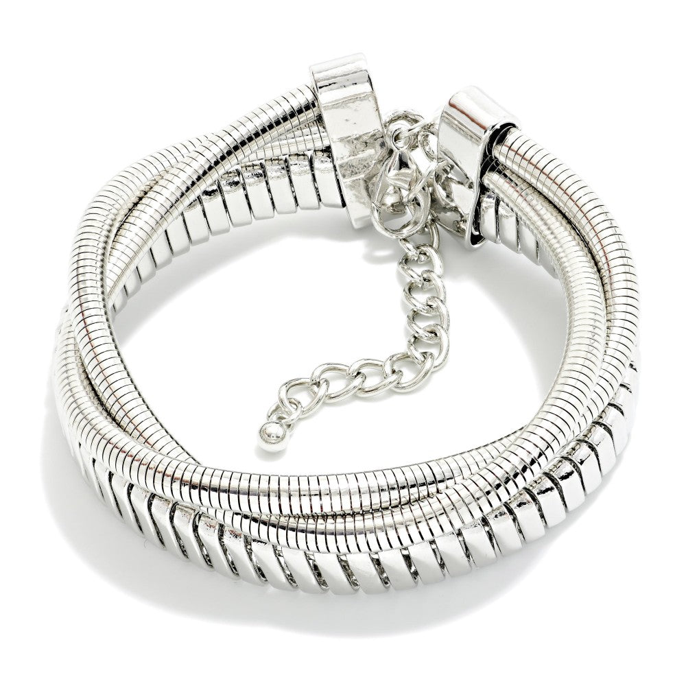 Layered Metal Tone Coiled Bracelet