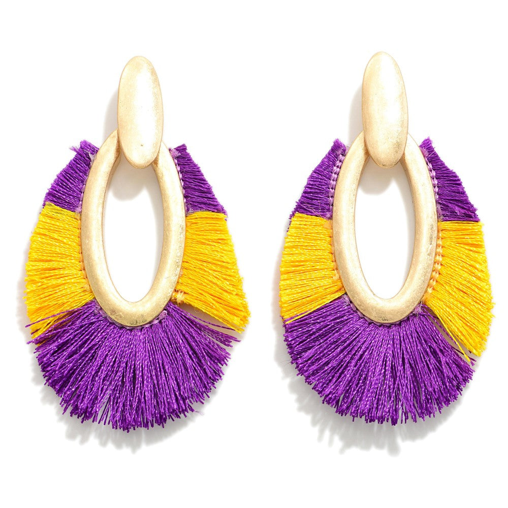 Two Tone Panther Tassel Drop Earring