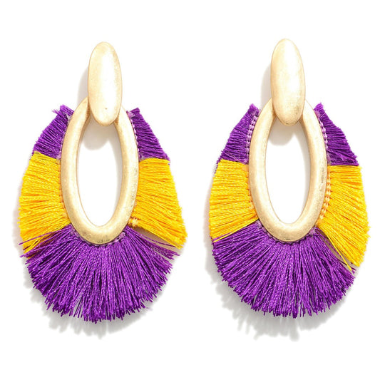 Two Tone Panther Tassel Drop Earring