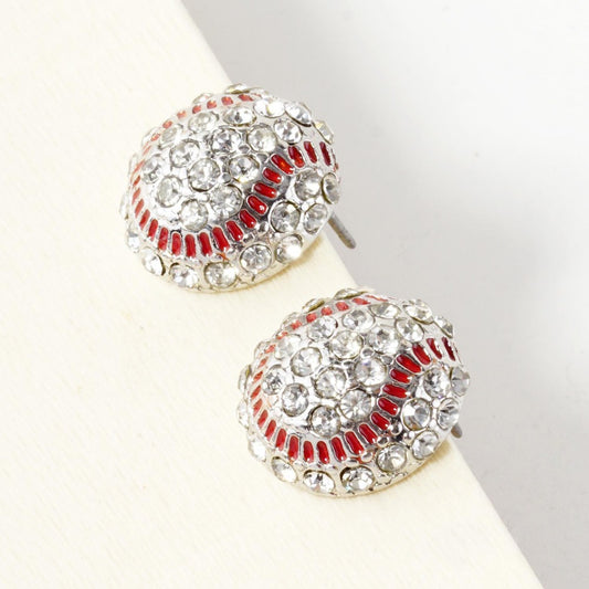 Baseball Pave Rhinestone Earrings