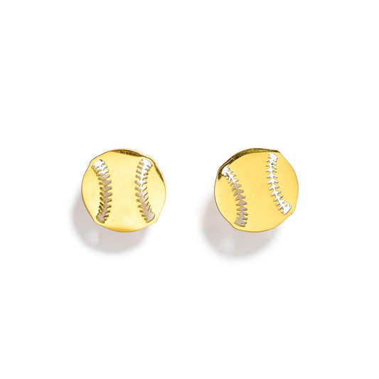 Metal Tone Baseball Stud Earrings