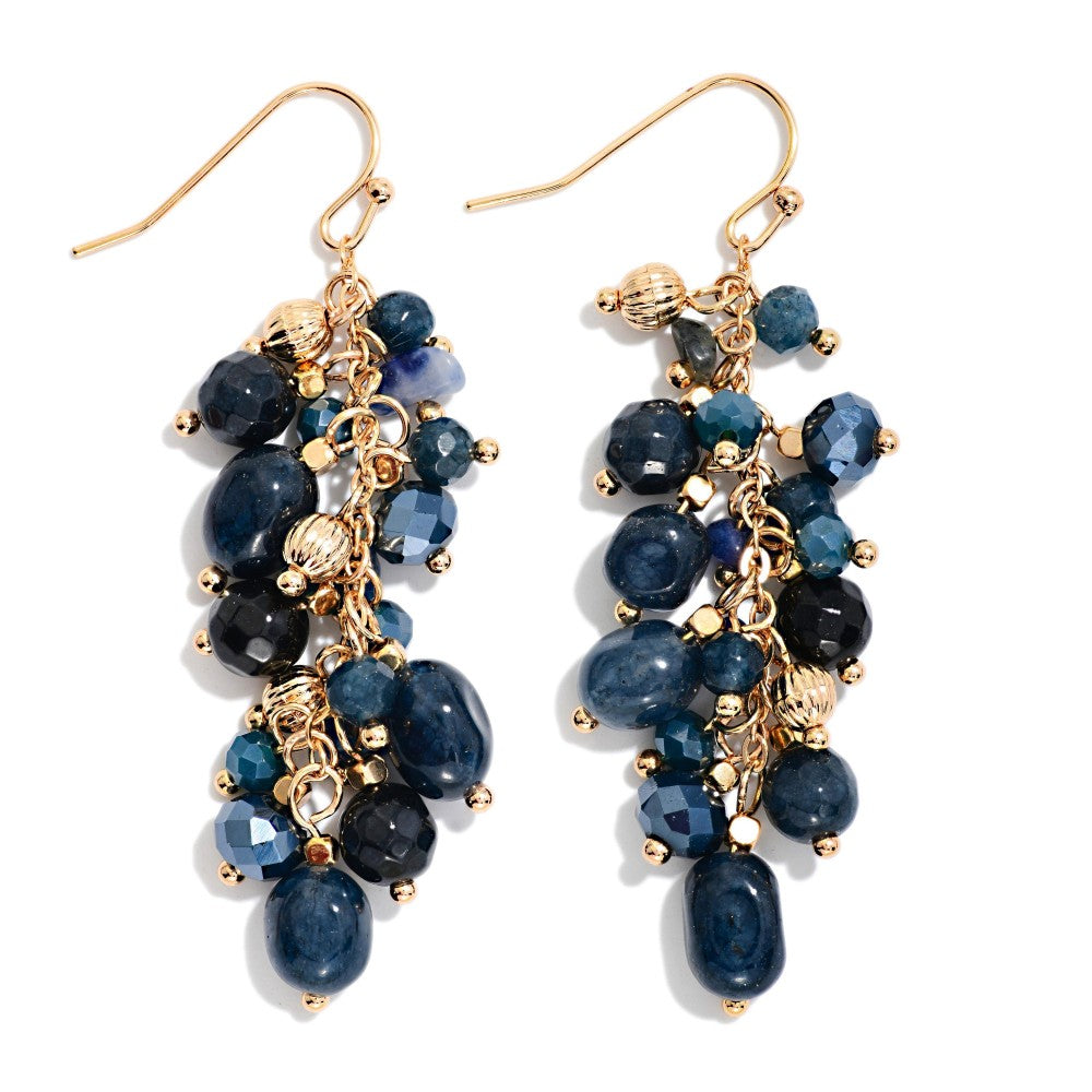 Metal Tone & Acetate Stone Earrings
