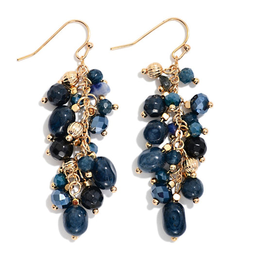 Metal Tone & Acetate Stone Earrings