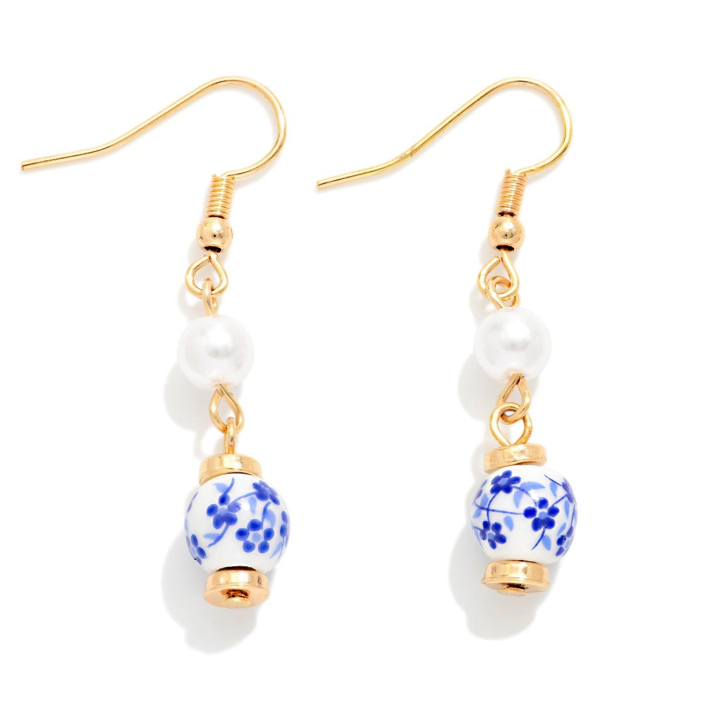 Chinosorie Bead & Pearl Beaded Drop Earrings