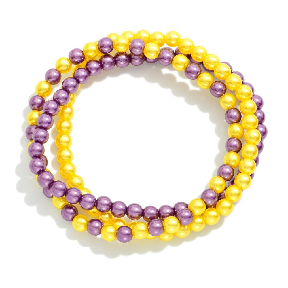 Metallic Bead Beaded Stretch Bracelets