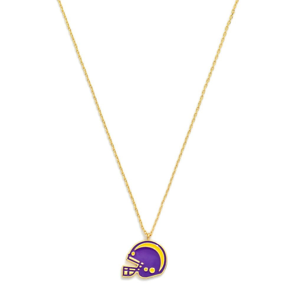 Gold Dipped Chain Link  Football Helmet Necklace