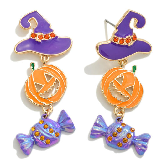 Enamel Halloween Drop Earring