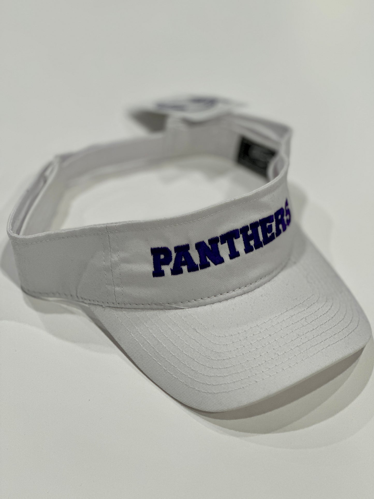 Panthers Visor White W/ Purple Embroidery