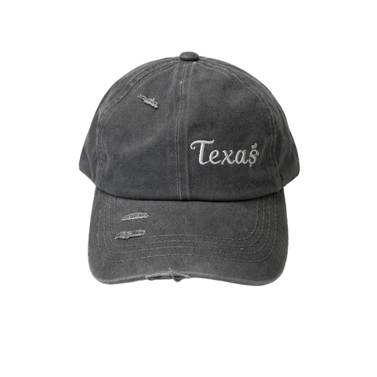 Texas Criss Cross Grey Ponytail Hat