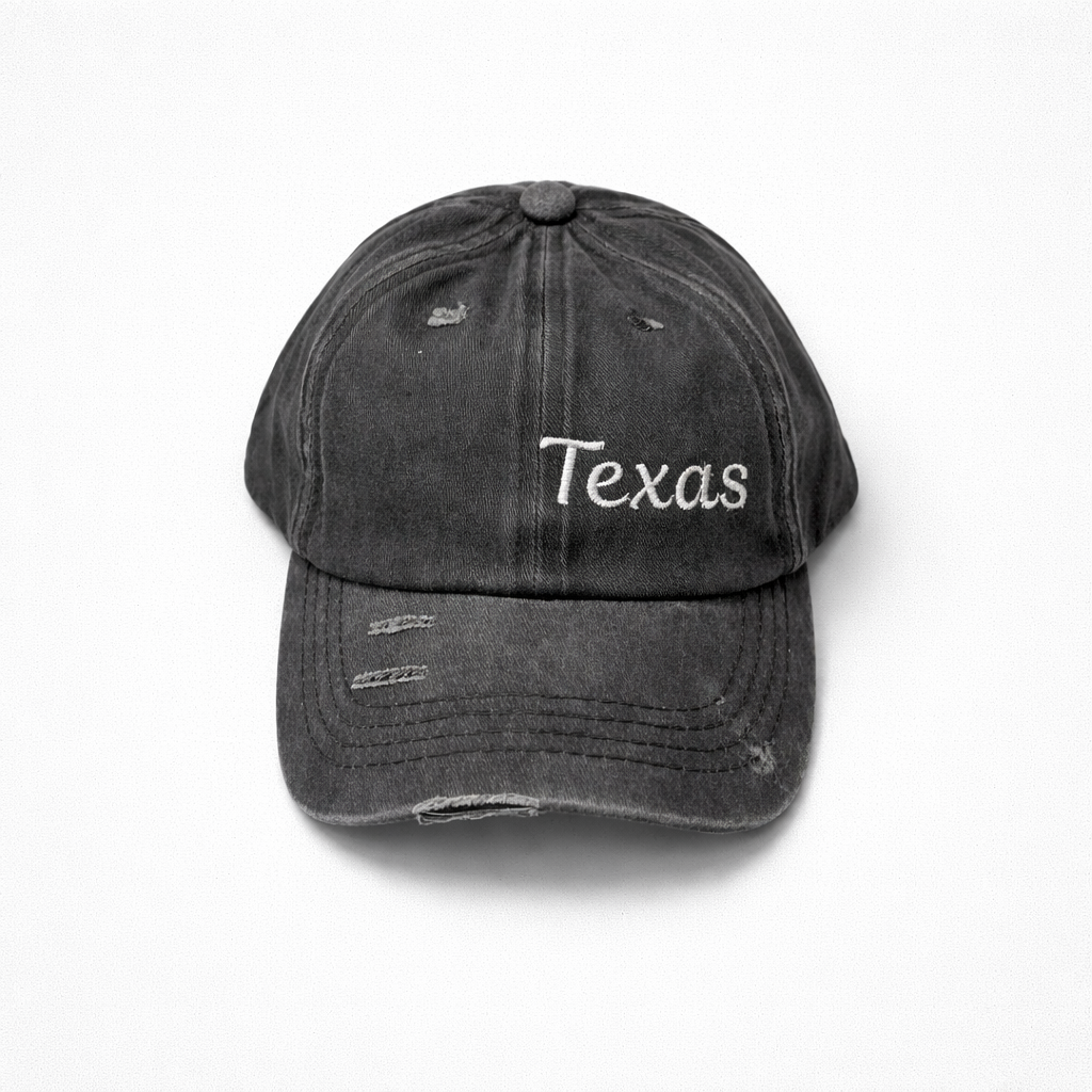 Texas Criss Cross Black Ponytail Hat