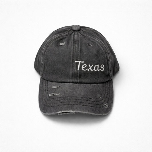 Texas Criss Cross Black Ponytail Hat