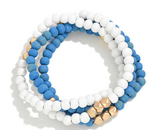 White and Blue 4 Pack Bedded Bracelet