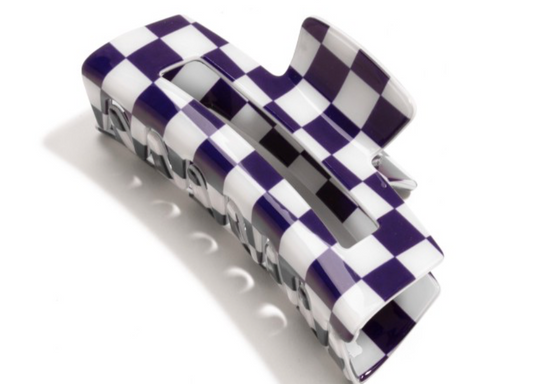 Purple Checkered Claw Hair Clip