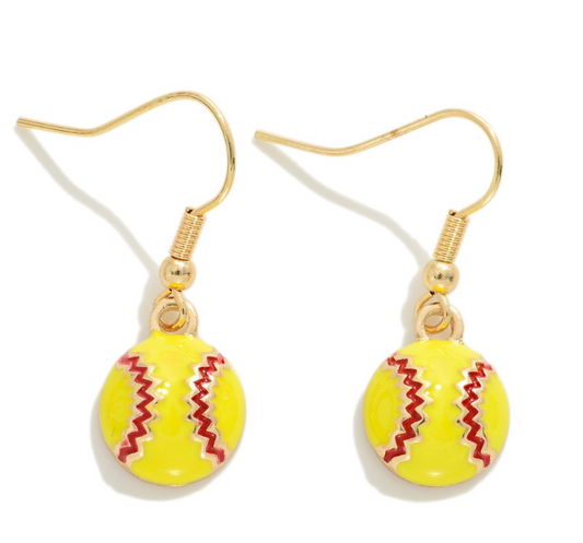 Enamel Softball Stud Earring