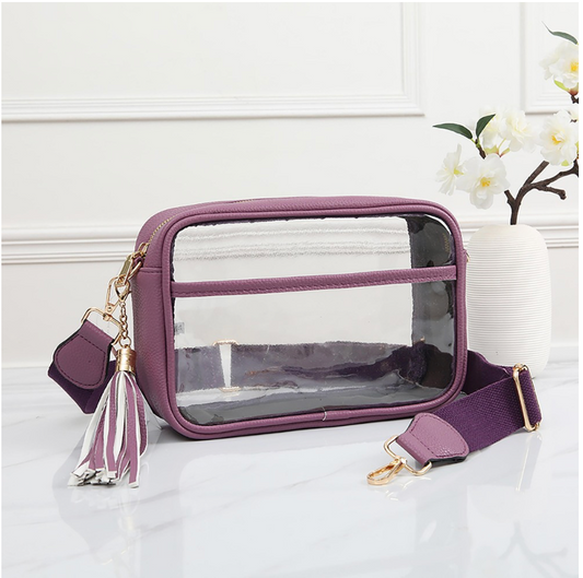 Clear Cross Body Bag With Leather Walls