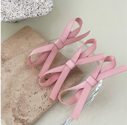 Pink Set Of 3 Clips In Hair Bow